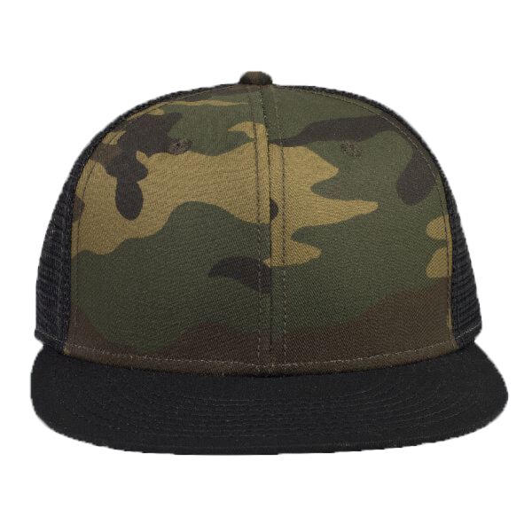 OTTO Camouflage Cotton Twill Round Flat Visor "OTTO SNAP" Six Panel Pro Style Mesh Back Trucker Snap Thumbnail