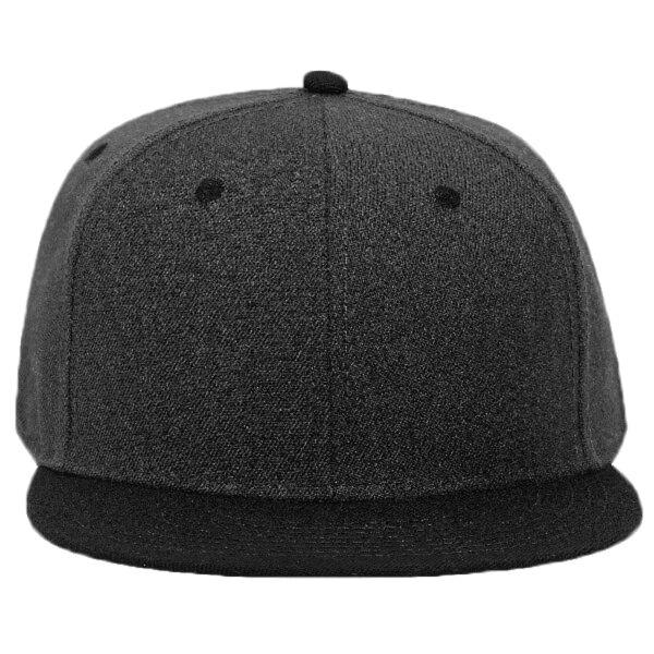 OTTO Heather Wool Blend Twill Round Flat Visor "OTTO SNAP" Six Panel Pro Style Snapback Hat Thumbnail