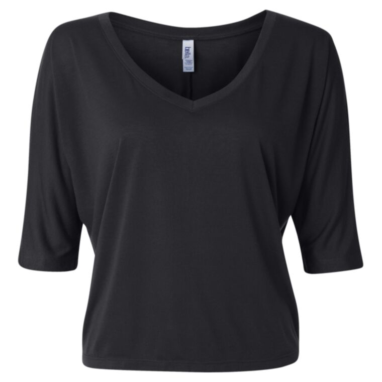 Women's Flowy Boxy Half-Sleeve V-Neck Tee Thumbnail