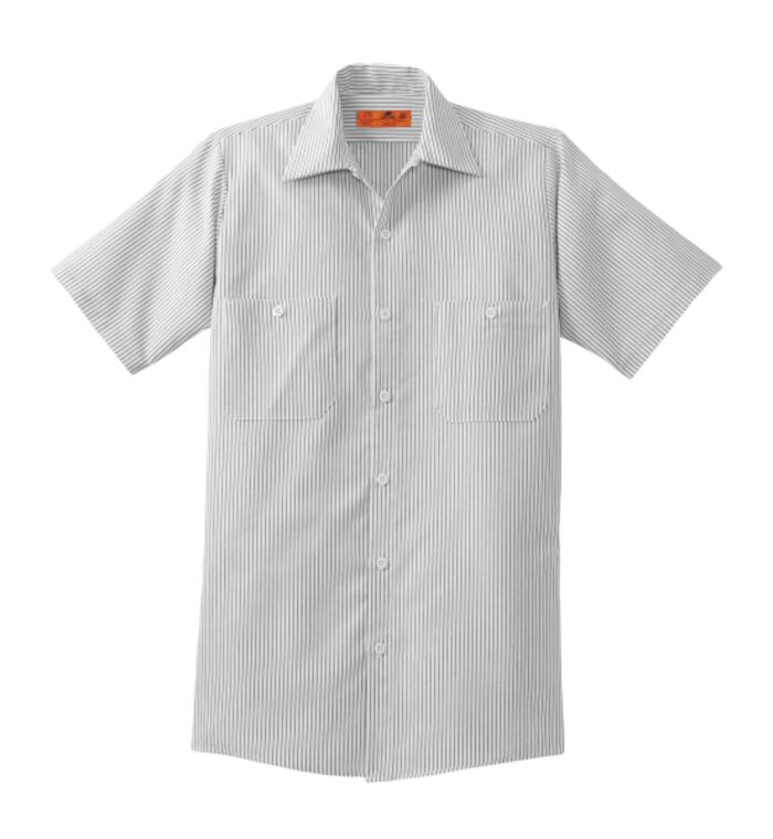 Short Sleeve Striped Industrial Work Shirt Thumbnail