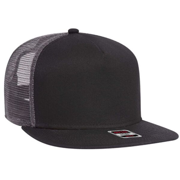 OTTO Superior Cotton Twill Round Flat Visor "OTTO SNAP" Five Panel Pro Style Mesh Back Trucker Snapb Thumbnail